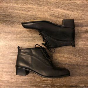 Black Genuine Leather Ankle Boots